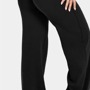High-Rise Black Wide Leg Pants Flare Women's Tummy Control Leggings Lounge New